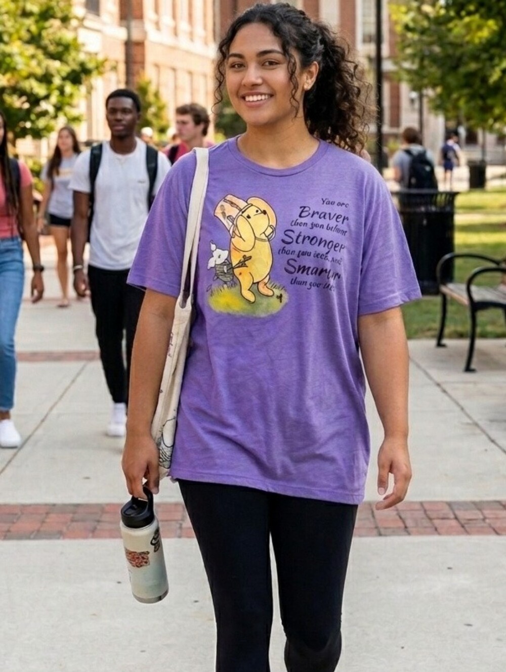 NWOT XL Winnie Pooh Bear Inspirational Unisex Mens Light Purple Heather Tee